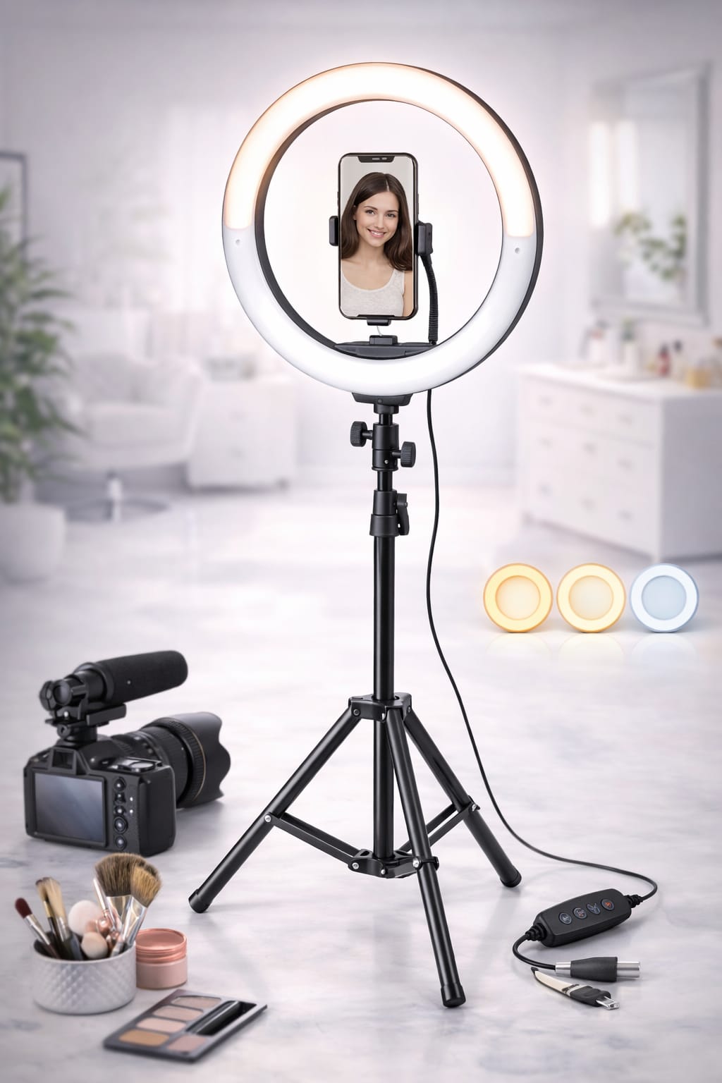 26CM LED Ring Light with Tripod Stand & Mobile Holder – 7ft Adjustable Selfie Light for TikTok, YouTube & Makeup