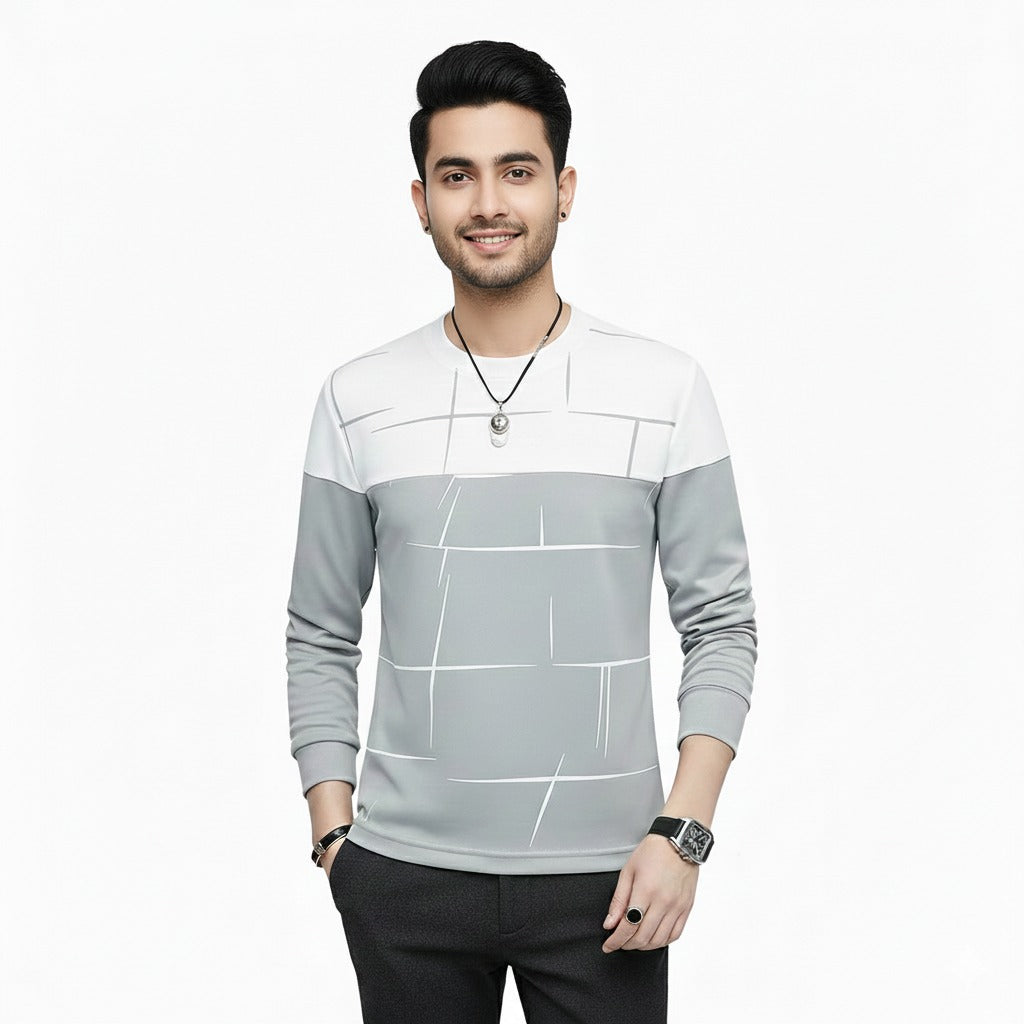 Men’s Premium Full Sleeve Lining Print T-Shirt | Smart & Comfortable Wear