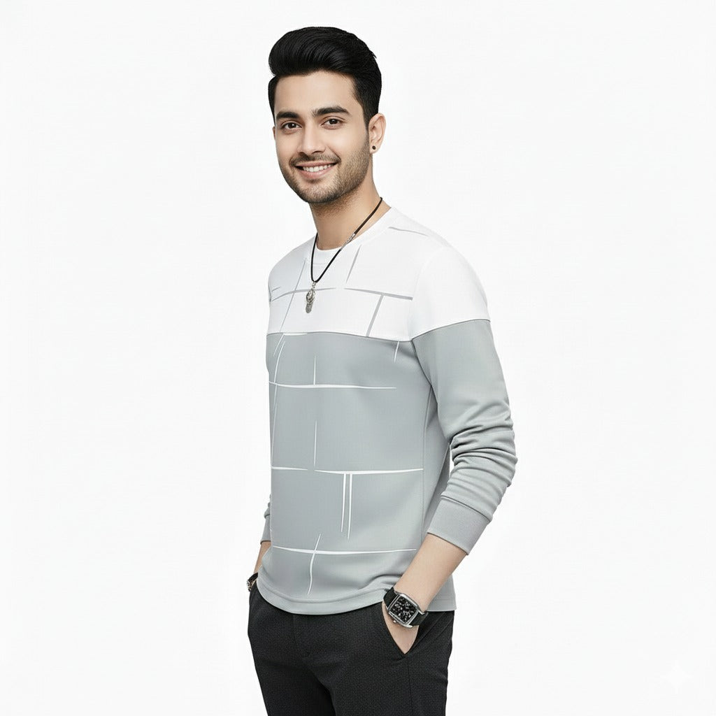 Men’s Premium Full Sleeve Lining Print T-Shirt | Smart & Comfortable Wear