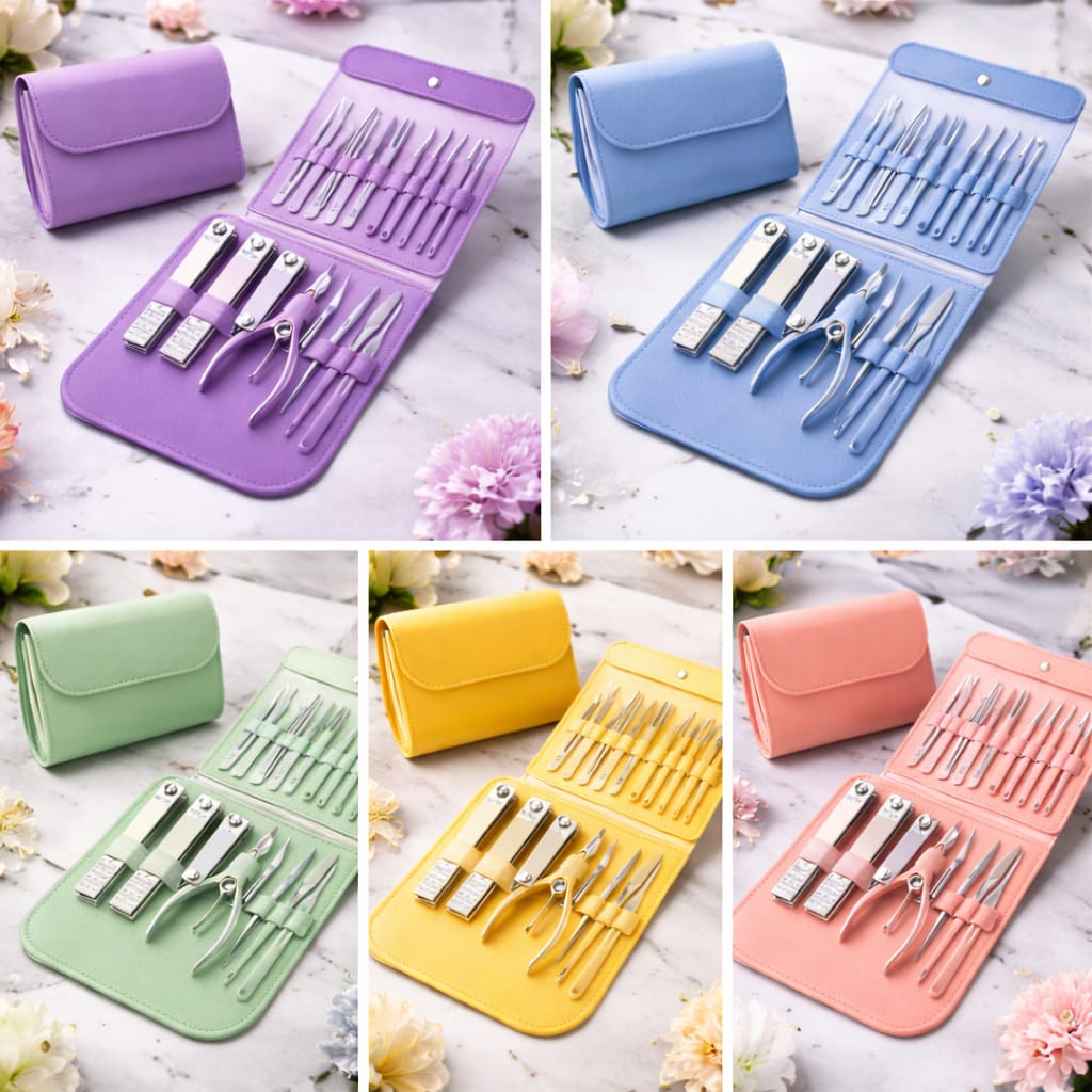 16-in-1 Nail Clipper & Manicure Set – Stainless Steel Grooming Kit with Premium Case | Multi Colors Available