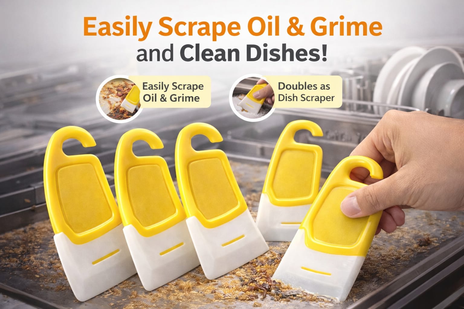 Multifunction Kitchen Cleaning Scraper – Oil & Grease Remover Tool | Heavy Duty Dish & Stove Scraper (4 PCS / 2 Packs)