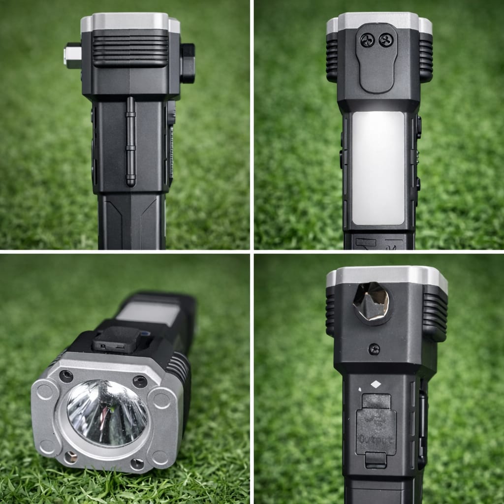 4-in-1 Emergency Hammer Torch | LED Flashlight + Window Breaker + Seatbelt Cutter + Power Bank Safety Tool