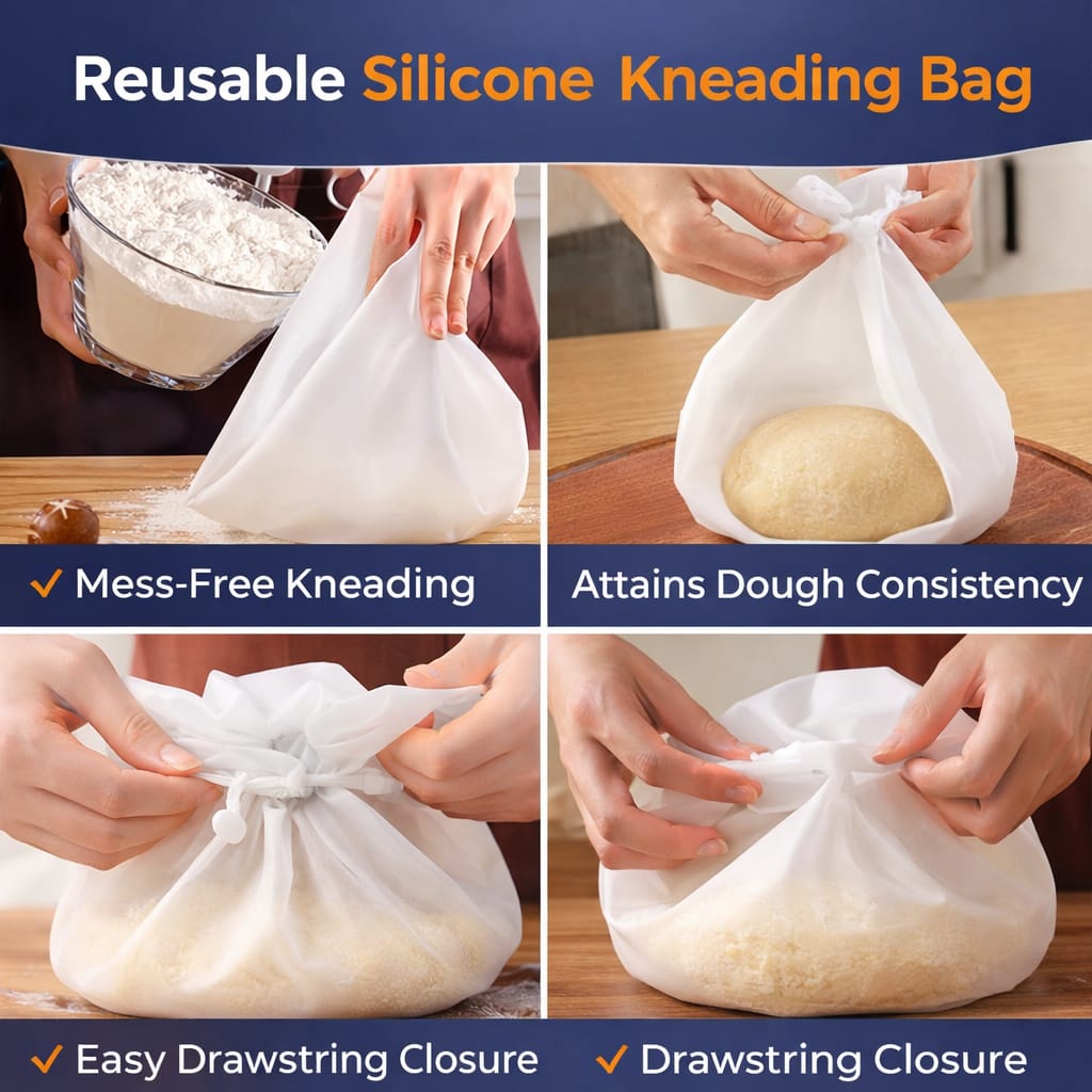 Reusable Silicone Kneading Bag – Mess Free Dough Mixing & Atta Goonthne Ka Bag | Food Grade Baking Tool