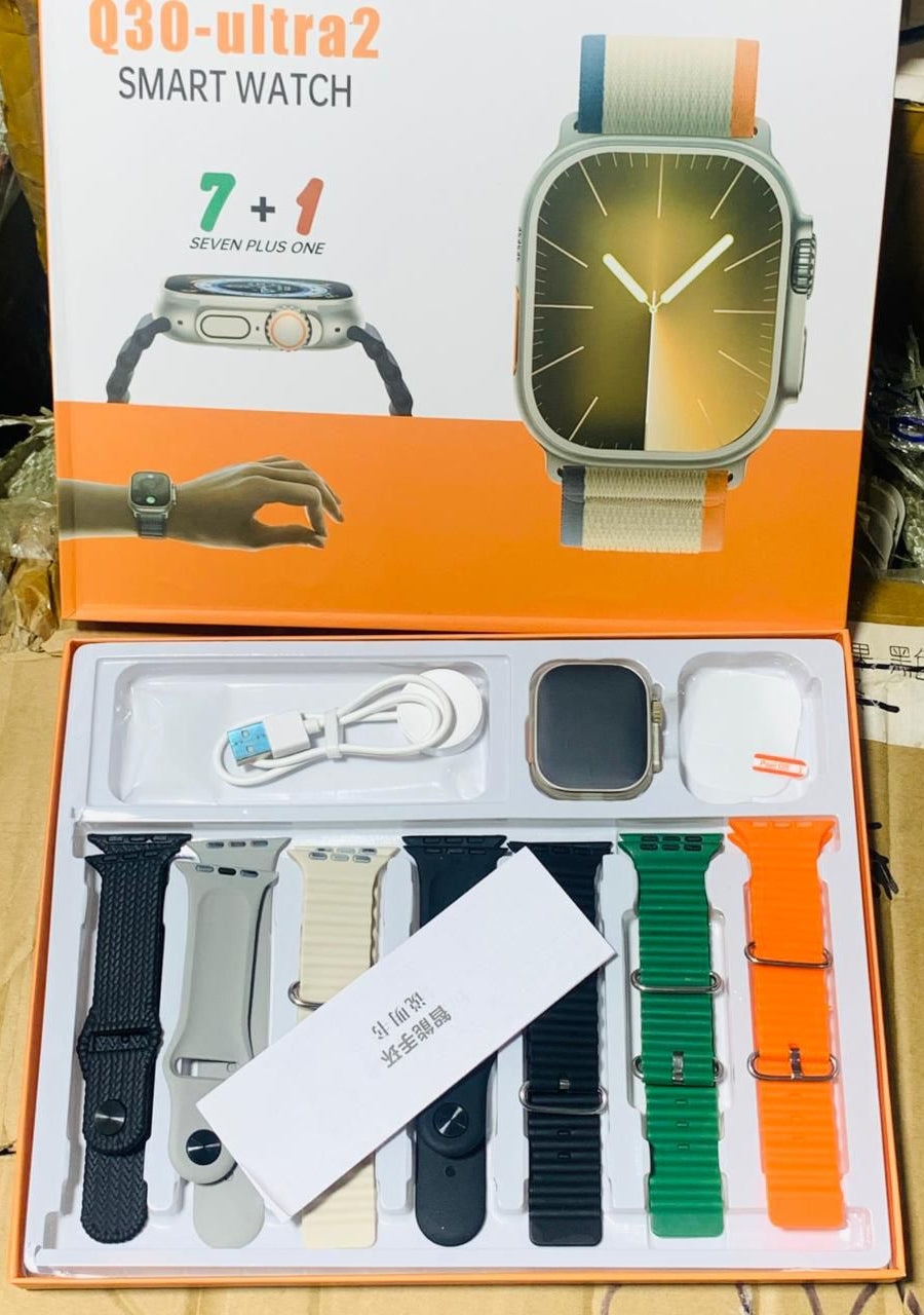 Q30 Ultra Smart Watch – 2.0″ HD Display | 7 Interchangeable Straps | Bluetooth Calling